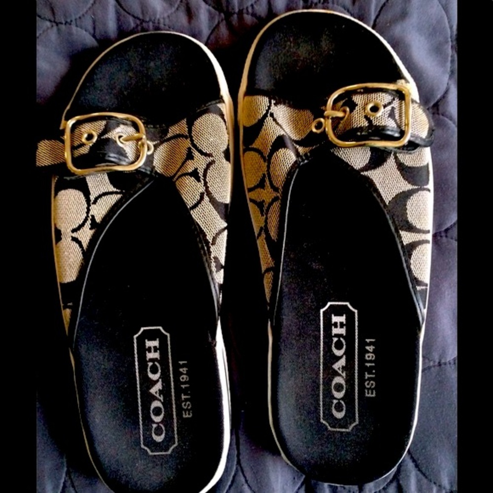 -Coach Bonny slides navy canvas 7